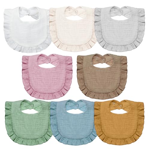 Image of Lictin 8-Pack Muslin Baby Bibs - Bandana Drooling and Teething Bibs, Unisex Cotton