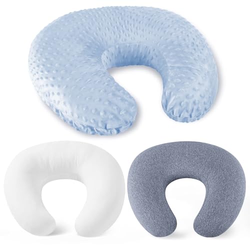 NiSleep Nursing Pillow for Breastfeeding and Bottle Feeding Pillow, Support for Mom and Baby, with 2 Removable Machine Washable Cover, Ergonomic Breastfeeding Pillow(Light Blue)