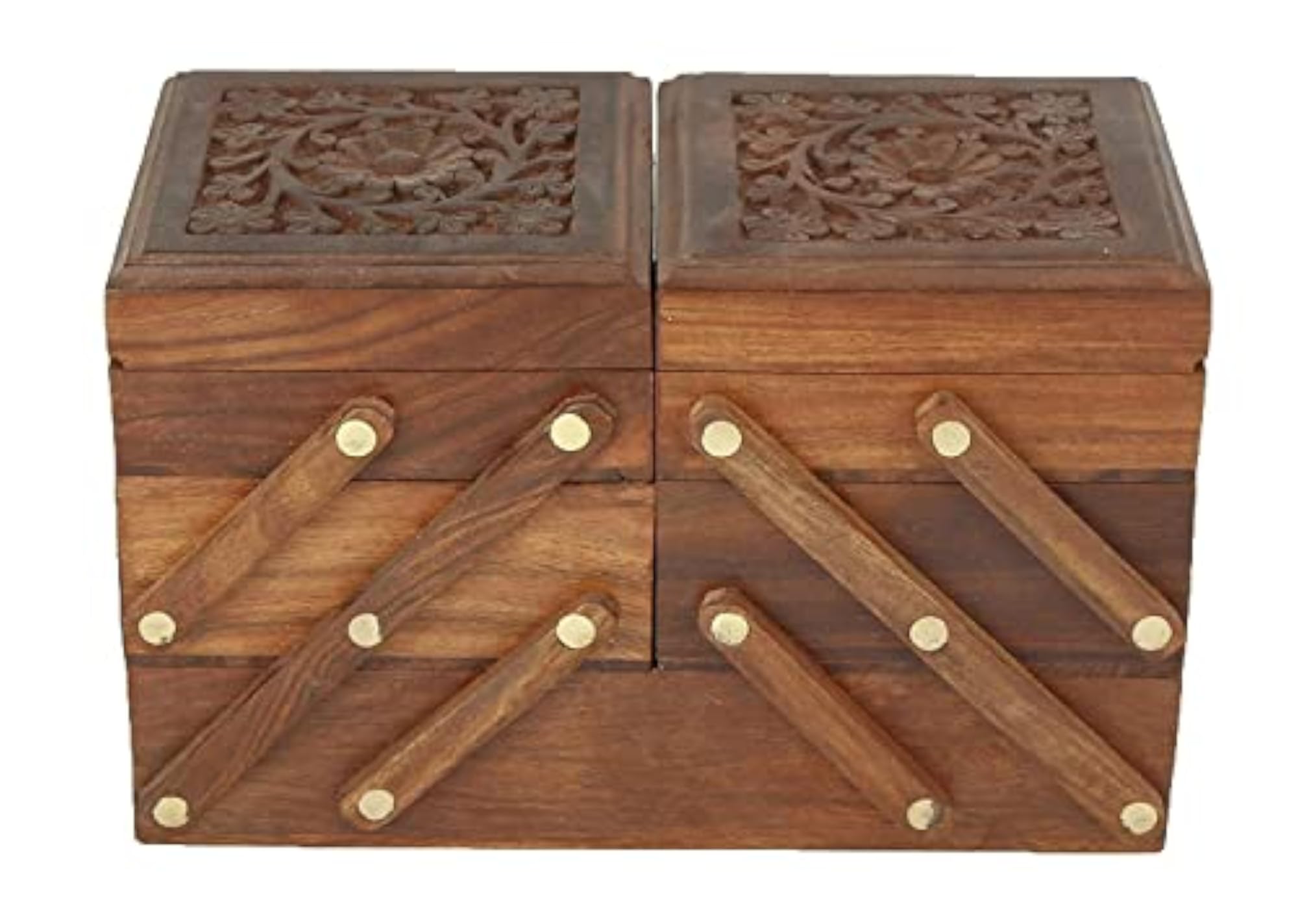 Handcrafted Wooden Jewellery Box with Brass Inlay