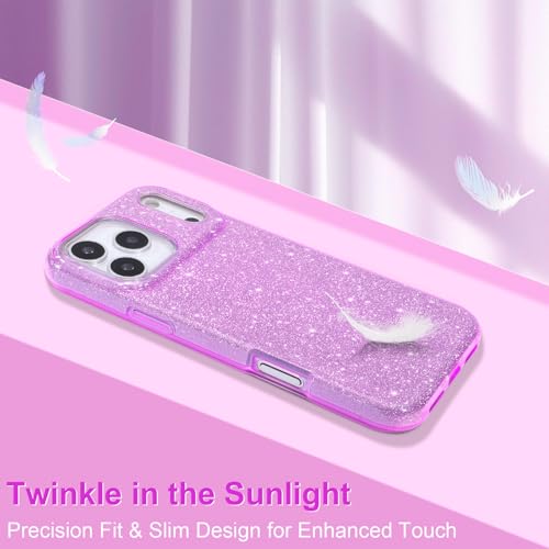 MATEPROX Compatible with iPhone 17 Pro Case 6.3'' [2025], Glitter Bling Trendy Sparkle Protective 3-Layer Shockproof Anti-Scratch Cover for Girls Women -Purple by MATEPROX - Used condition - Image 2