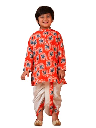 Image of AJ DEZINES Kids Ethnic Wear Pure Cotton Dhoti Kurta Set For Boys