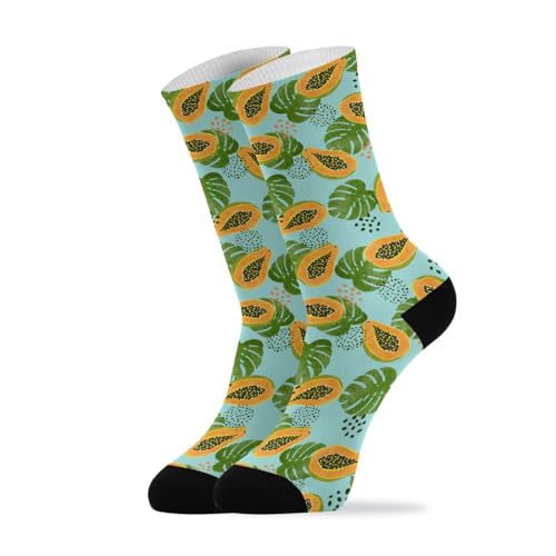 Wusikd Tropical Papaya Socks for Women and Men Palm Leaves Long Socks for Athletic Running 1
