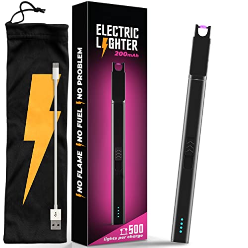 Rechargeable Electric Lighter with USB & Travel Bag, Long Flameless Candle Lighter, Electronic Lighter for Candles, Windproof Rechargeable USB, Lighter Candle Lighter Rechargeable USB Lighter Arc
