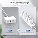 USB C Charger Block, 100W GaN 6 Port PD USB C QC USB A Wall Charger Adapter Plug Cube, Super Fast Type C Charging Station Hub for iPhone 16 15 14 13 12 Pro Max iPad Samsung Pixel 5ft Extension Cord