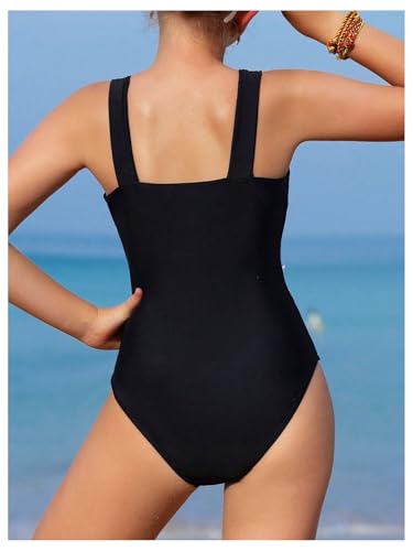 Girl's Colorblock Cut Out One Piece Swimsuit Y2K Sleeveless Bathing Suits Swimwear Beachwear2