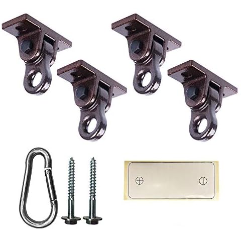 Fityou Aluminum 2-Bearing Heavy Duty Swing Hanger Powder Coated Swing Set Kit for Yoga Seat Indoor Outdoor Plaground Porch Sets Comes with Screws Hook and Installation Sticker(4 Packs Bronze) Cover