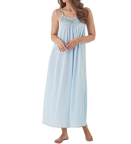 Shadowline Women's Beloved 53 Inch Braided Spaghetti Strap Long Gown, Blue, Medium