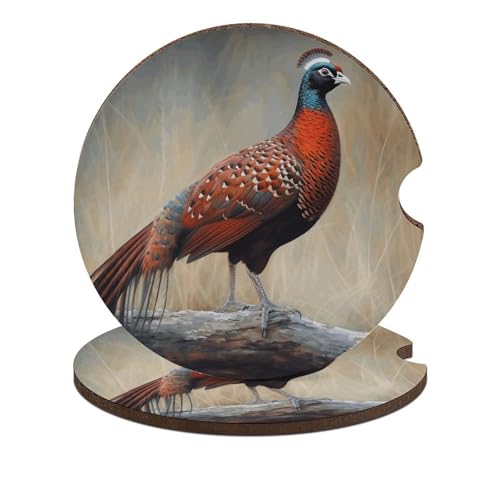 Portavasos de madera para coche, 2 unidades, diseño Red Pheasant miniatura 1
