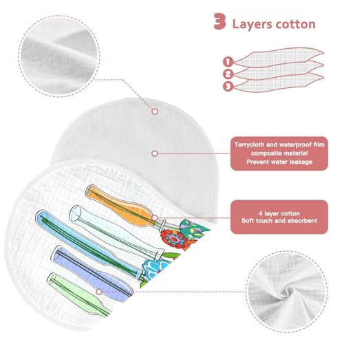 J JOYSAY Vase Flower White Baby Burp Cloths for Boys Girls Large 22''x11'' Cotton 4 Layer Burp Cloths Pack for Infant Baby one sizex43
