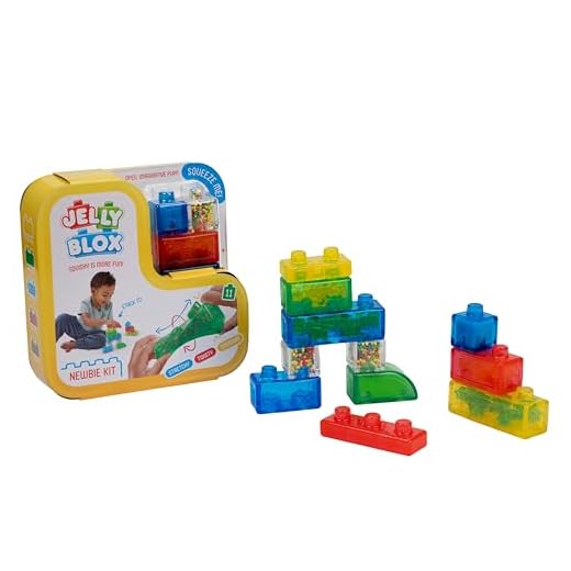 Jelly Blox Newbie Kit - Includes 11 Blocks - Toddler & Preschool Building Blocks Kids Can Squeeze, Stretch, Squish - Safety Tested & Ouch-Free - Tactile, Sensory Play Toy for Ages 2 Plus