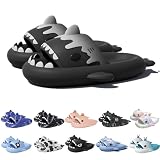 Argumub Zapatillas De Tiburón - Rayo, Estrellado, Pirata, Helado, Conejito, Nocturno, Fuego (Tiburón de Helado Negro, Adulto, Mujer, 38, Números (rango), Sistema tallas calzado EU, 39, mediano)