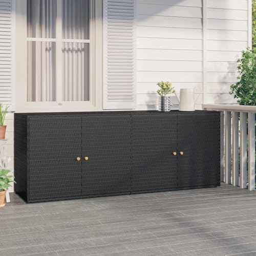 Gabinetes y almacenamiento, armarios de almacenamiento y taquillas, armario de almacenamiento para el hogar, jardín, color negro, 198 x 55,5 x 80 cm, ratán polivinílico