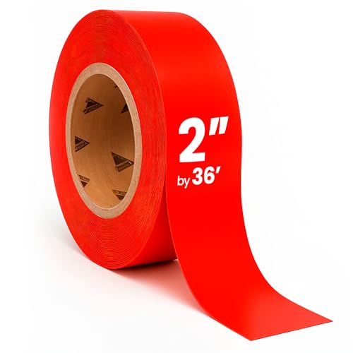 Image of DuraMark EC700 Floor Marking Tape for Concrete and Pavement | Industrial Marking Tape for Warehouses | Long-Lasting | High Durability, Red, 2 Inches by 36 Feet