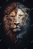 1000 Piece Jigsaw Puzzle for Adults Vintage Majestic Lions A Dual Portrait Dramatic Lighting and Split-Complementary Color Palette Challenging and Fun Puzzle Game Puzzle Family Game Night Gift