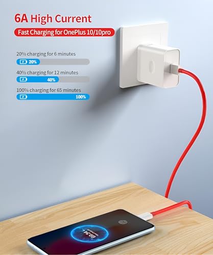 Image of 80W Supervooc USB-C Charger for OnePlus 12 /12R /11 /11R, 10 Pro /10T /10R /10, 9 Pro /9RT /9 /8, Nord CE 4 /CE 3 /CE 2 /CE 2 Lite /CE 3 Lite, Nord 4 /3 /2 /2T - Fast Charging Adapter with Type-C Cable, White