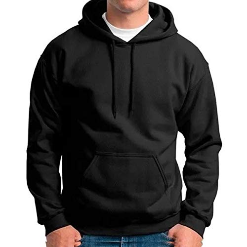 Moletom Masculino e Feminino Canguru Liso Preto Blusa de Frio Com capuz Tamanho:G