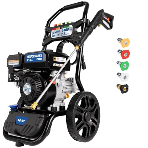 TOOLCY Gas Pressure Washer 3400 PSI & 2.8 GPM Max, High-Powered 212cc...