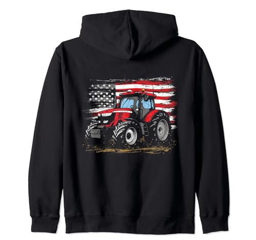 Tractor American Vintage Farm Bandera Patriotic Farmer Sudadera con Capucha