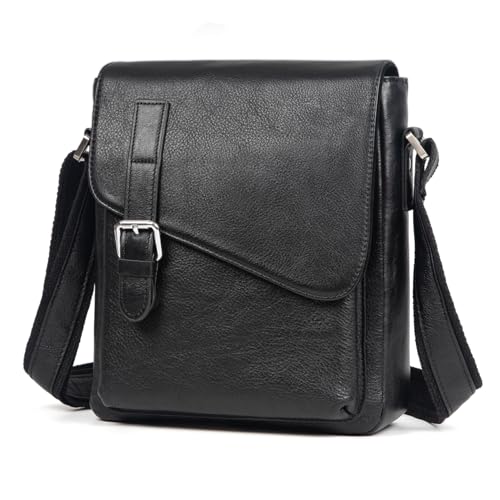 Image of Augus Leather Messenger Crossbody Shoulder Bag for Men, Fits 11.5 inch Tablet