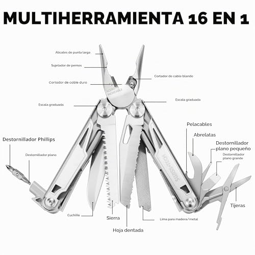 Miniatura 2 de Swiss Tech Alicate Multiuso 16 En 1, Navaja Multiusos De Acero Inoxidable Con Bolsa Oxford, Multiherramienta Alicate Plegable, Multifunción Con Alicates, Navaja, Sierra Para Acampada, Senderismo, Etc