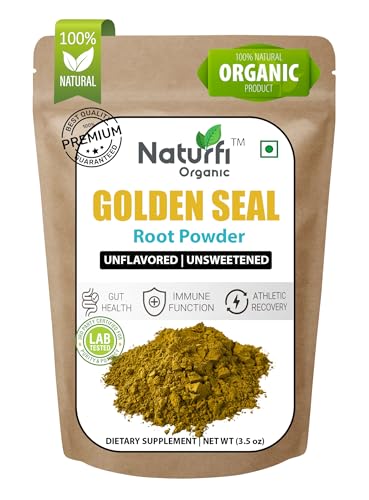 Naturfi Organic Goldenseal Powder - 3.5 oz 100 Servings *3rd Party Tested* Pure Natural Goldenseal Root Powder Supplement