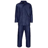 RIDDLED WITH STYLE Mens High Visibility Reflective Tape Rainsuit Adults Hi Viz Security Work Overall Rain Suit Wterproof Coat Trousers Set (Hi Vis Navy Rainsuit X-Large)