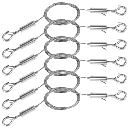 Image of US 4 /6Pcs Picture Hanging Wire 3.48 FT 304 Stainless Steel Mirror Hanging Wire Rope Adjustable Length Picture Frame Hanging Hardware Heavy Duty Mirror Frame Hanging Kit for Mirror(6,silver)