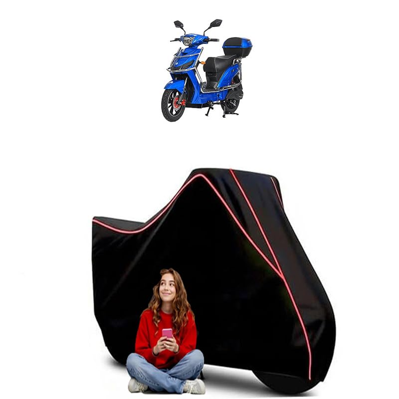 Image of Avan Motors Xero Plus Scooty Bike Cover Water Resistant Outdoor Use Universal Fit Scooters Motorcycles Heavy Duty UV Protection Dust Rain Scratch Resistant Elastic Bottom Black Blue Piping