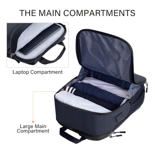 Laptop Backpack Slim & Expandable with Hidden Built-in Usb Spill-Resistant Notebooks Bag Case for Most 13-15 Inch MacBooks Surface-Books Dell HP Lenovo Asus Computers (Black-Black)3