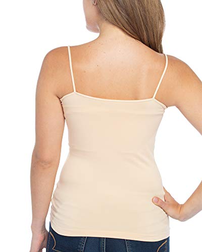 Image of Malibu Sugar Womens Camisole Tank Tops - Seamless Fitted Spaghetti Strap Cami Stretch Basic Womens Camisole for Layering XS-M