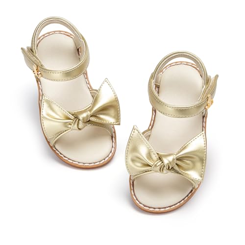 Image of THEE BRON Toddler Girls Sandals Wedding Flower Girl Dress Shoes Open Toe Flats