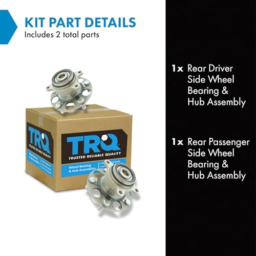 Image of TRQ Rear Left and Right Wheel Bearing and Hub Assembly Set 2 Piece Compatible with 06-11 Honda Civic DX 06-09 Civic LX 13-15 EX EX-L SI 2015 SE 2012 SI Coupe Sedan HF Sedan