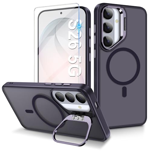 Coque Samsung S26 haut de gamme magnétique violette, protection antichoc avec support anneau
