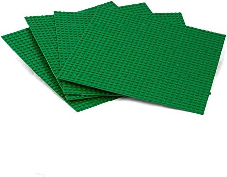 SCS Direct Brick Building Base Plates - Large 10"x10" Green Baseplates(4pcs) - Dual Connectivity Connects Building Blocks on Both Top and Bottom Sides, Tight Fit w All Brands, Perfect for Play Tables