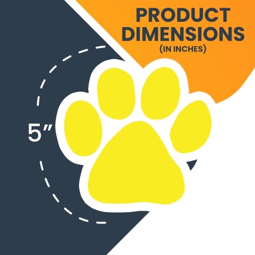 Image of Yellow Pawprint Car Magnet 5 Inch, Dog Lover Gift | Heavy duty magnetic decal for car, truck, SUV or fridge, full color UV printed