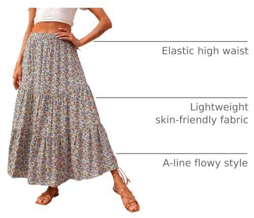 Image of KIRUNDO Maxi Skirts for Women Summer Boho Floral Long Skirt