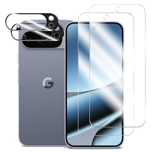 BIGFACE for Pixel 10 Pro XL Tempered Glass Screen Protector + Camera Lens Protector [2 + 2 Pack][Fingerprint Unlock] [Anti-Scratch] [Case Friendly] Clear HD Protective Film for Google Pixel 10 Pro XL