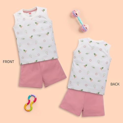 Image of LuvLap Baby Boys Regular Fit 100% Cotton Sleeveless Boys T-Shirt & Shorts Set Pack of 3