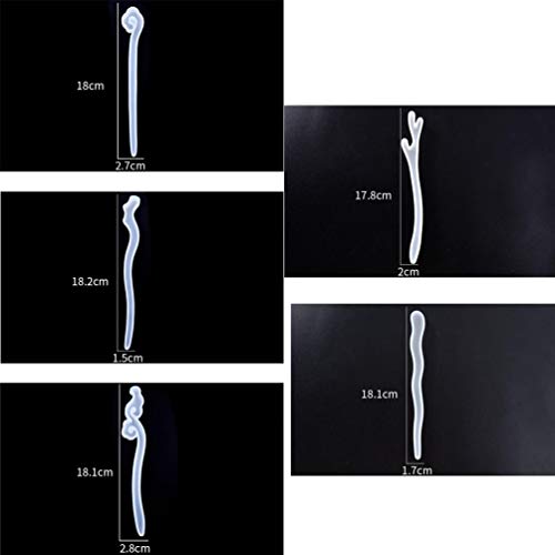 Hair Stick Silicone Molds Jewelry Casting Mold Hairpin Mould DIY Crystal Epoxy Silicone Mold Pendant for Jewelry Decoration 5pcs Geometric Mold - Image 3
