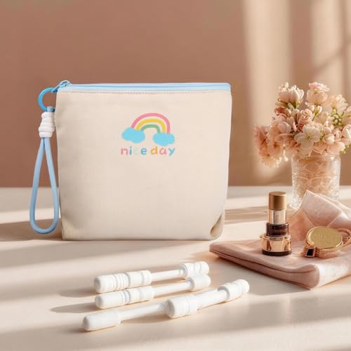 Image of Canvas Period Pouch Soft First Period Kit Bag Small Discreet Menstrual Cup Pad Pouch Cute Sanitary Napkin Storage Bag Tampon Holder Multi-purpose Feminine Bag Geen