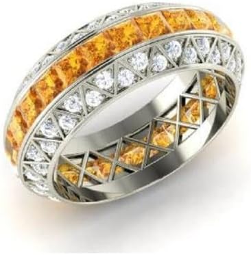 Jewels by Parijaat 14K White Gold Plated 925 Sterling Silver Princess Cut Created Gemstone and White Diamond Fashionable Full Eternity Wedding Engagement Ring (3 CT)