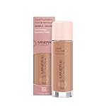 Mineral Fusion Full Coverage Foundation, Liquid Foundation - Warm 3- Medium to Tan Complexion w/Golden Undertones, Lightweight Matte Finish, Up to 12 Hr Hydration, Hypoallergenic & Vegan, 1 fl. oz