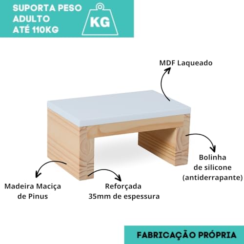 Escada Infantil Madeira Quarto E Banheiro Banquinho Azul Bb