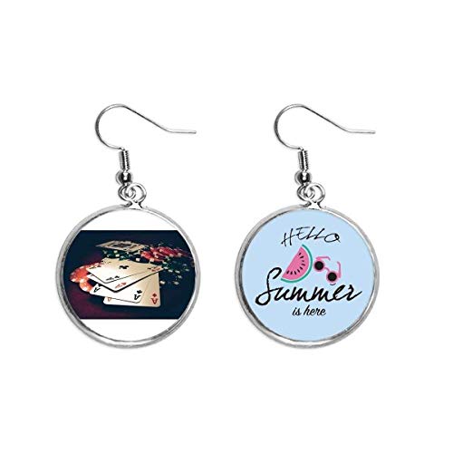 Pendientes de sandía y fichas de poker estilo juegos de azar