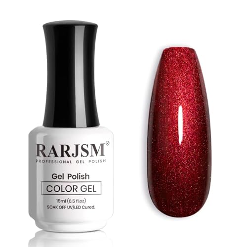 RARJSM Chameleon Gel Nail Polish Black to Red Multichrome Gradient Color Changing Orange Shimmer Glitter Gel Polish Curing Requires Sparkle Chrome Soak Off Nail GelVarnish 15ml Home Salon Manicure