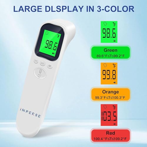 Image of Forehead Digital Infrared Thermometer for babies and Adults with Color Coded Fever Guidance| Instant 0.30 Second Reading | High Accuracy ±0.2C | Thermometer for Industrial, Kitchen