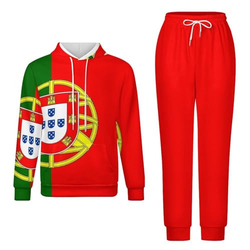 Ensemble Survêtement Pour Homme Avec Veste Capuche Haut Jogging Bas Ensemble Survêtement Avec Poches Imprimé Drapeau Portugal Survêtement Grande Taille Ensemble...