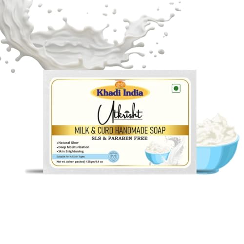 Image of Khadi Milk & Curd Handmade Bathing Soap Bar 125g (Pack of 2) | Natural & Herbal | Moisturizing, Glowing & Brightening Skin | For Dead Skin Cells | All Skin Types | For Men & Women