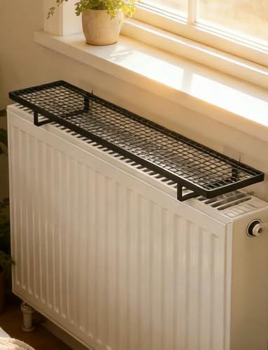 NoDrill - Estante para radiador y cubierta de calentador – Estante multiusos para secar toallas y ropa, diseño que ahorra espacio con esquinas redondeadas para uso doméstico y baño
