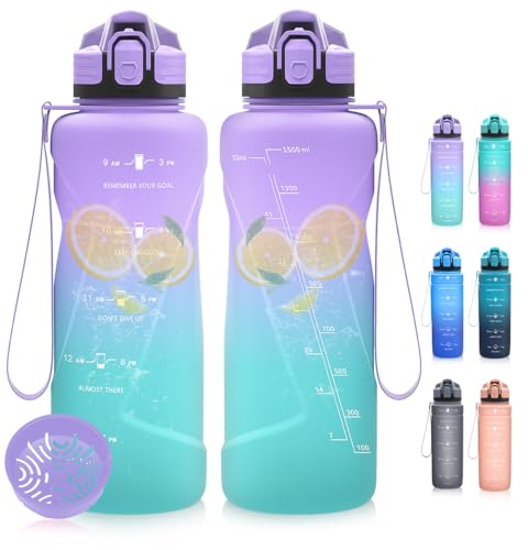 Dosurer Botella de agua, 1 l, 700 ml, 500 ml, botella para niños, a prueba de fugas, botella de agua con marcador de tiempo motivador, sin BPA, botella deportiva para escuela, deporte, bicicleta,